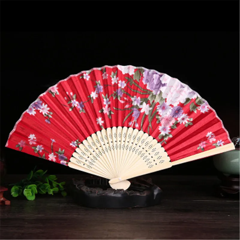 

2018 New Colorful Chinese Bamboo Folding Hand Fan Flowers Floral Wedding Dance Party Decor