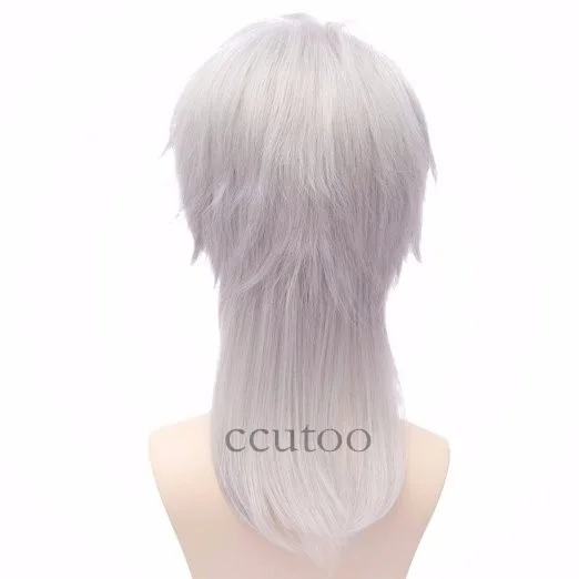 Ccutoo, 45 см, серебристо-серый, средней длины, синтетические парики для косплея, вечерние, на Хэллоуин, полные парики, Touken Ranbu Online Tsurumaru Kuninaga