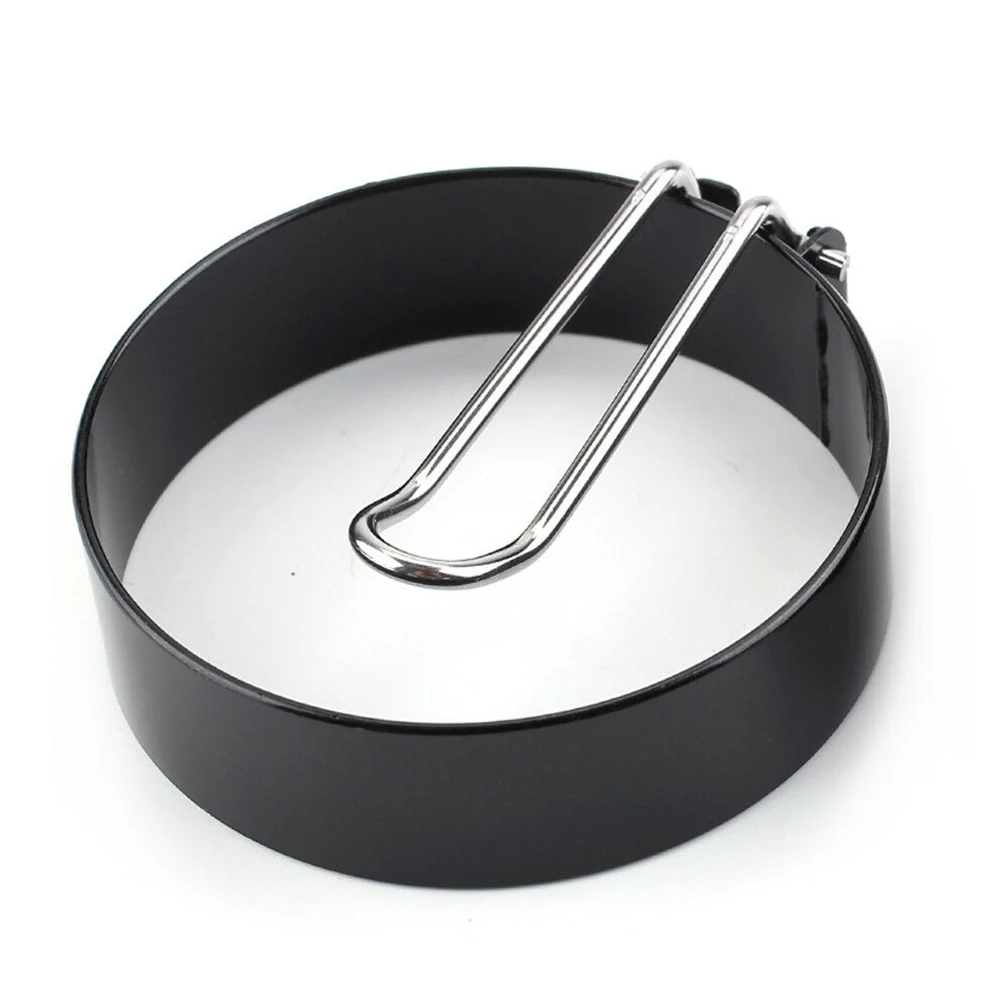 Сковорода для приготовления яиц, металлические кольца для жарки яиц, идеальный круг, круглая форма для жарки яиц/паразитов+ ручка, антипригарная форма для блинов, кухонные инструменты - Цвет: Черный