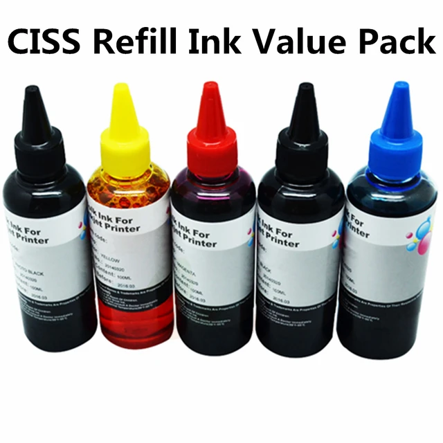 5x100ml Printer Ink Refill Kit for Epson Canon HP Brother for Dell