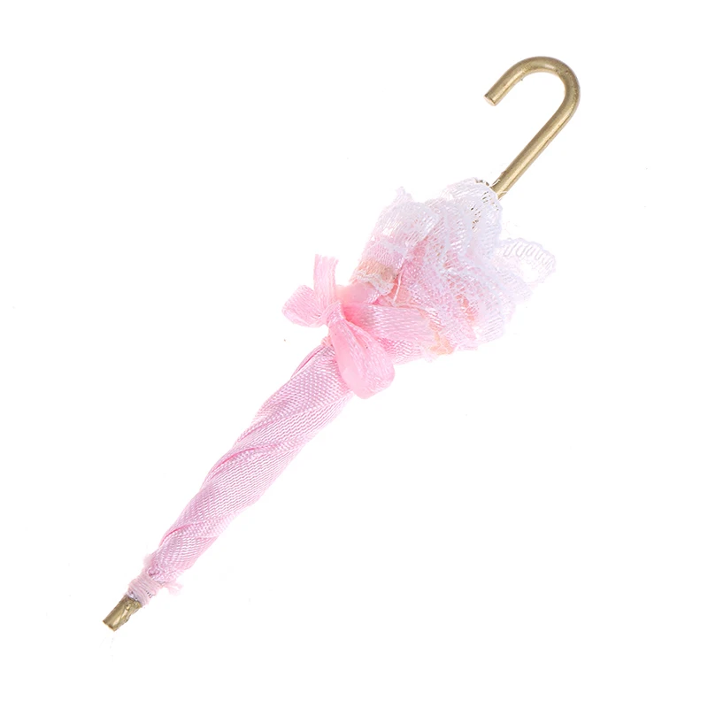 1 шт. кукольный домик для девочек, кружевной зонт, Миниатюрный Королевский подарок, аксессуары для кукольного домика, украшения для девочек на день рождения, детские игрушки - Цвет: Розовый