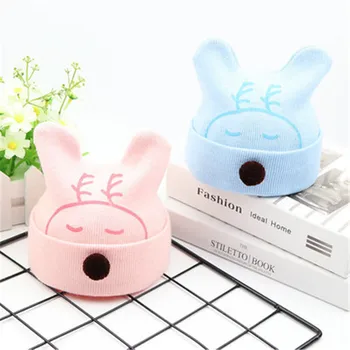 

ideacherry Baby Hair Ears Cap Head Children's Solid Color Headgear Knitting Hat Keep Warm Babies Soft Cute Cartoon Sombrero Hats