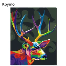 Kpymo Безрамное Фотографии Живопись по номерам ручная роспись Холст мультфильм рисунок diy картина маслом по номерам красочные олень