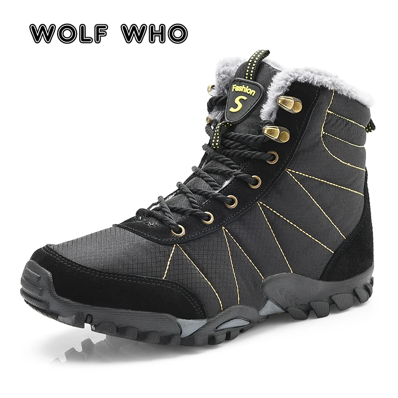 

WOLF WHO Super Warm Winter Men Boots high quality Boots Male Winter Shoes Men Plus Size Fur Boots Men Shoe Zapatos Hombre X-167