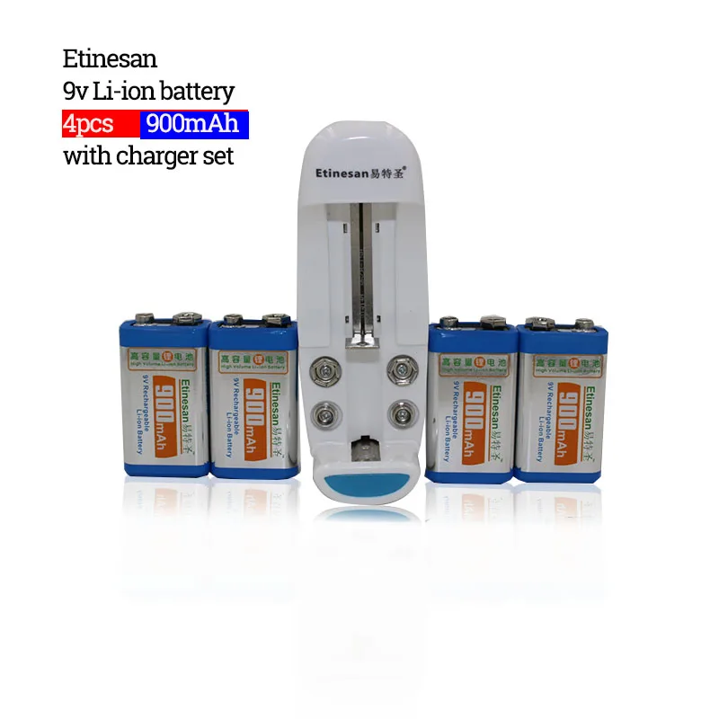 Etinesan 4 шт 900MAH литиевая 9V 8 v аккумуляторная батарея + зарядное устройство игровой