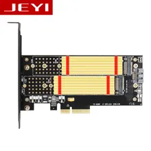 JEYI SK6 Pro M.2 NVMe SSD NGFF TO PCIE X4 adapter M Key B Key dual interface card Suppor PCI Express 3.0 2230-22110 All Size m.2
