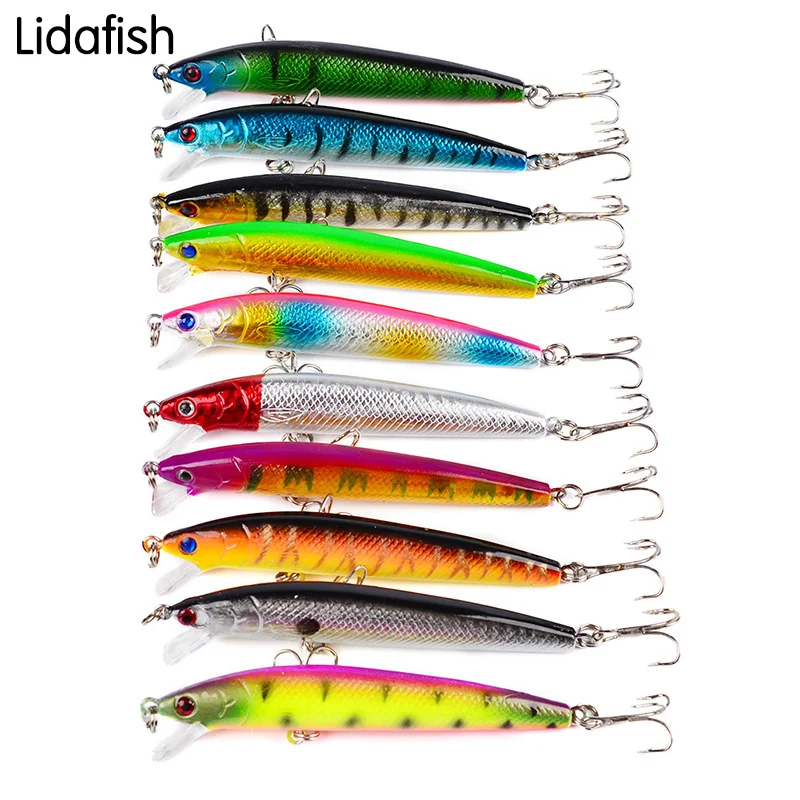 

10pcs carp lure with fishing hook 8.5g artificial bait multicolors lake Fishing bait the same to real fishs 3Deyes Hard Baits