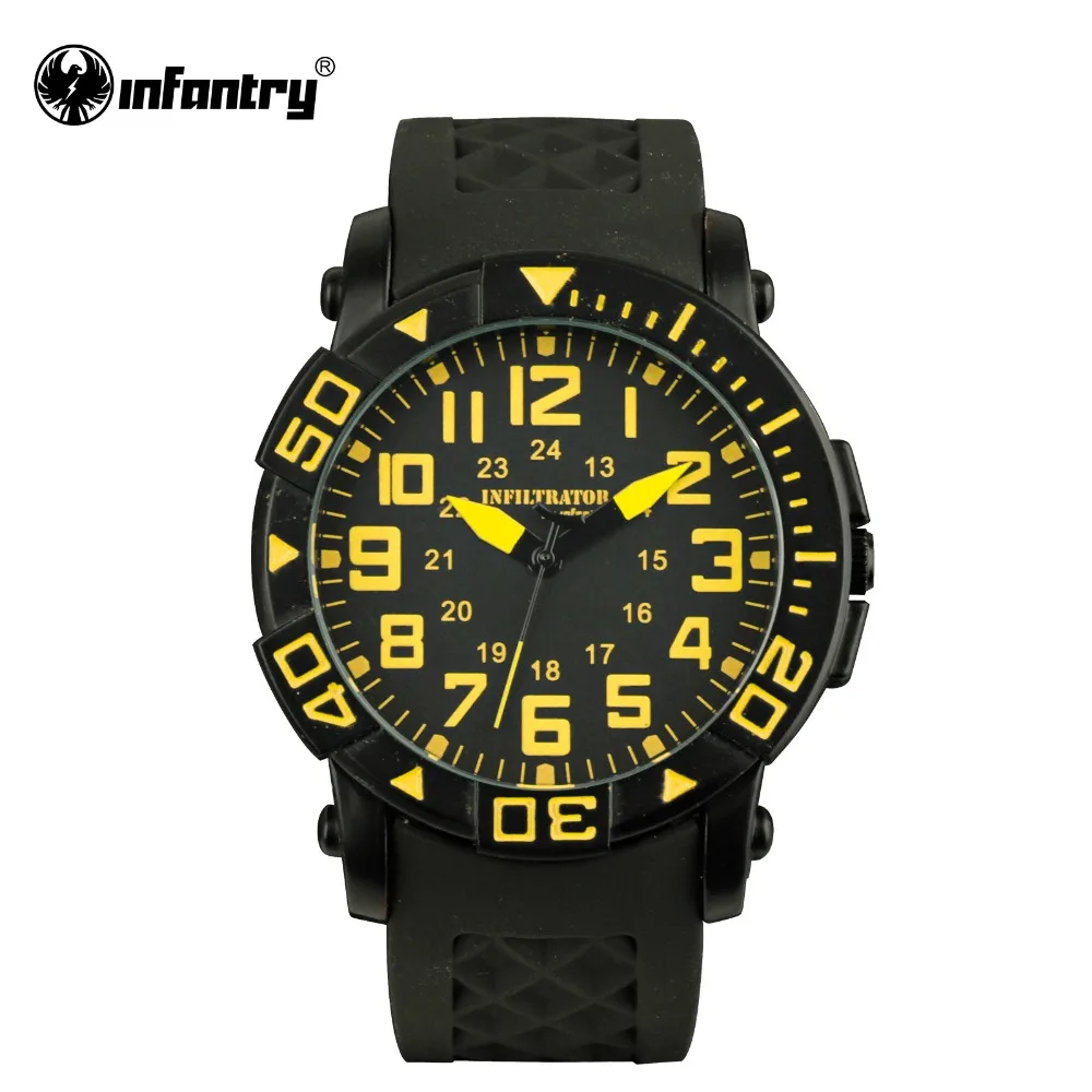 INFILTRATOR Mens Watches Boys Quartz Sports Watches Yellow Round Face