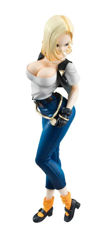 Цена 18 см Dragon Ball Z Обувь для девочек Gals Android 18 лазурь ПВХ фигурку s. h. figuarts DragonBall Коллекционная модель Куклы игрушка