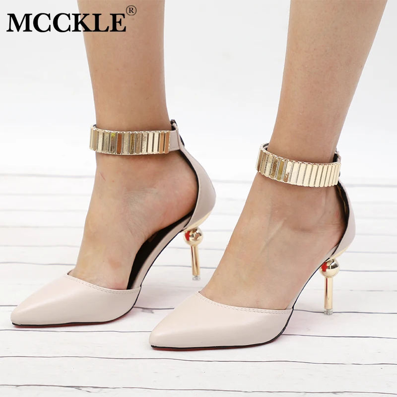 

MCCKLE Autumn Women High Heels Bling Metal Female Party Wedding Pumps Elegant Thin Heel Shoes For Ladies Fashion Footwear