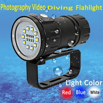 

Underwater 18 LED Photography Video Diving Flashlight 10x XM-L2 white +4x XPE Red +4x XPE Blue waterproof torch Tactical Lamp