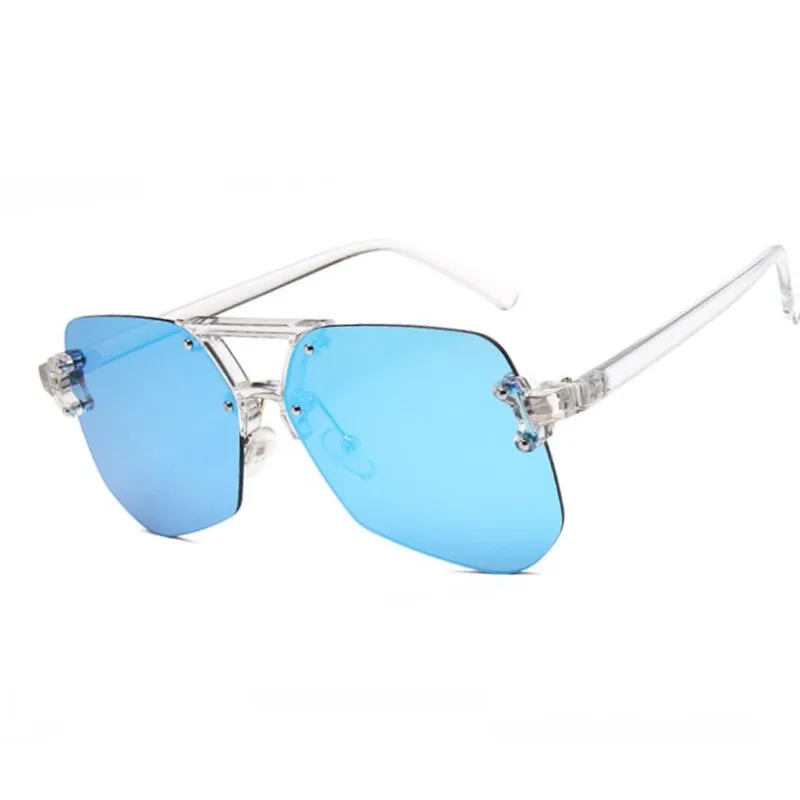Негабаритные прозрачные солнцезащитные очки "кошачий глаз" для женщин, фирменный дизайн, без оправы, квадратная оправа, прозрачные солнцезащитные очки, женские оттенки, трендовые очки