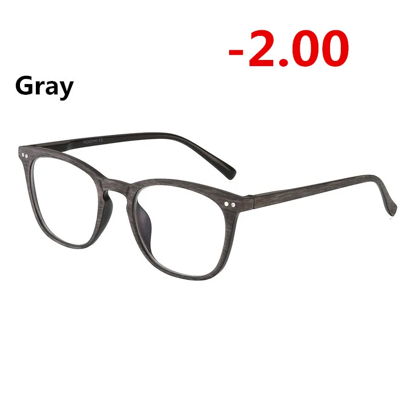От-1,00 до-6,00 ретро круглые деревянные цветные солнечные фотохромные готовые очки для близорукости, мужские женские солнцезащитные очки, очки для близорукости - Цвет оправы: gray -2.00