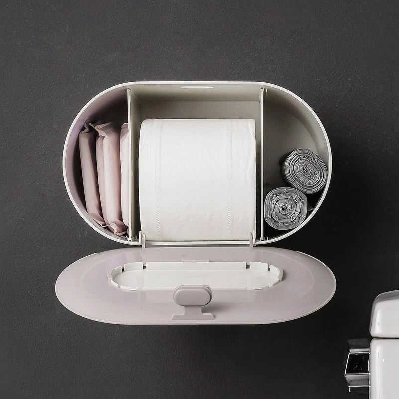 

Push-button Three-wall Wall-mounted Dustproof Tissue Box Ladies Sanitary Napkin Storage Box Garbage Bag Storage Box