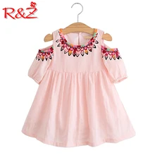 R& Z/платье для маленьких девочек коллекция года, новое летнее хлопковое платье без бретелек с короткими рукавами и пряжкой в Корейском стиле, детская одежда, k1