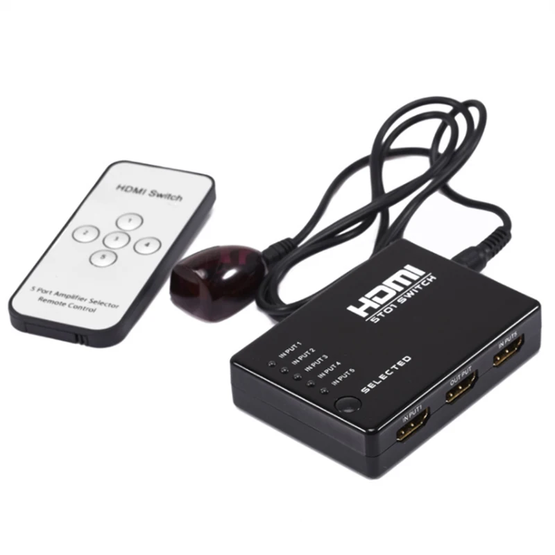 

HDMI HUB 5 Ports 1080P Video HDMI Switch Switcher HDMI Splitter 5x1 with IR Remote splitter box for HDTV DVD PS3 projector