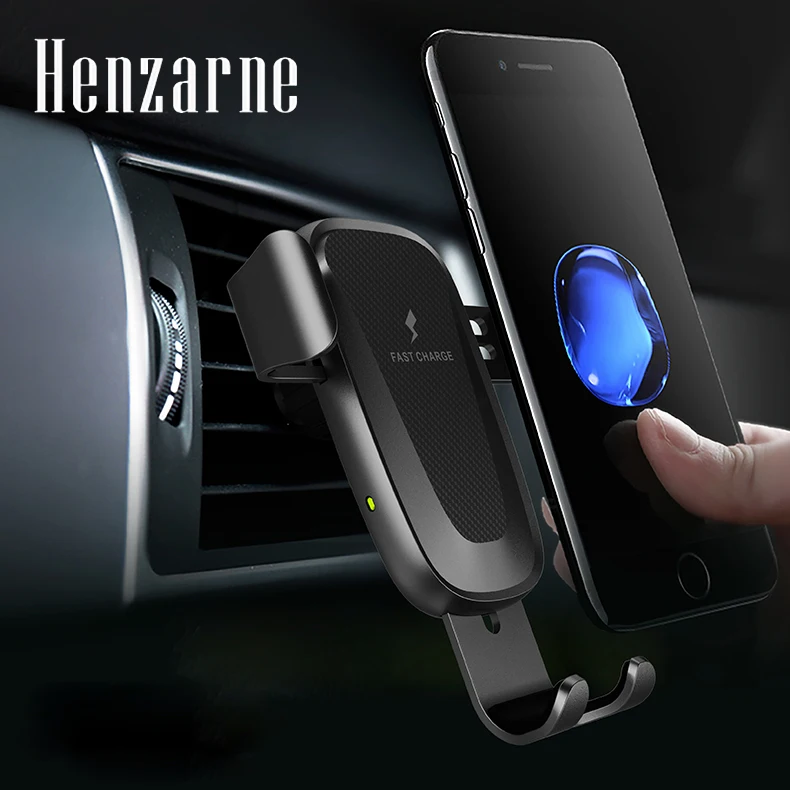 

Henzarne Car Mount Qi Wireless Charger For iPhone X 8 Plus Quick Charge Fast Wireless Charging Pad Car Holder Stand