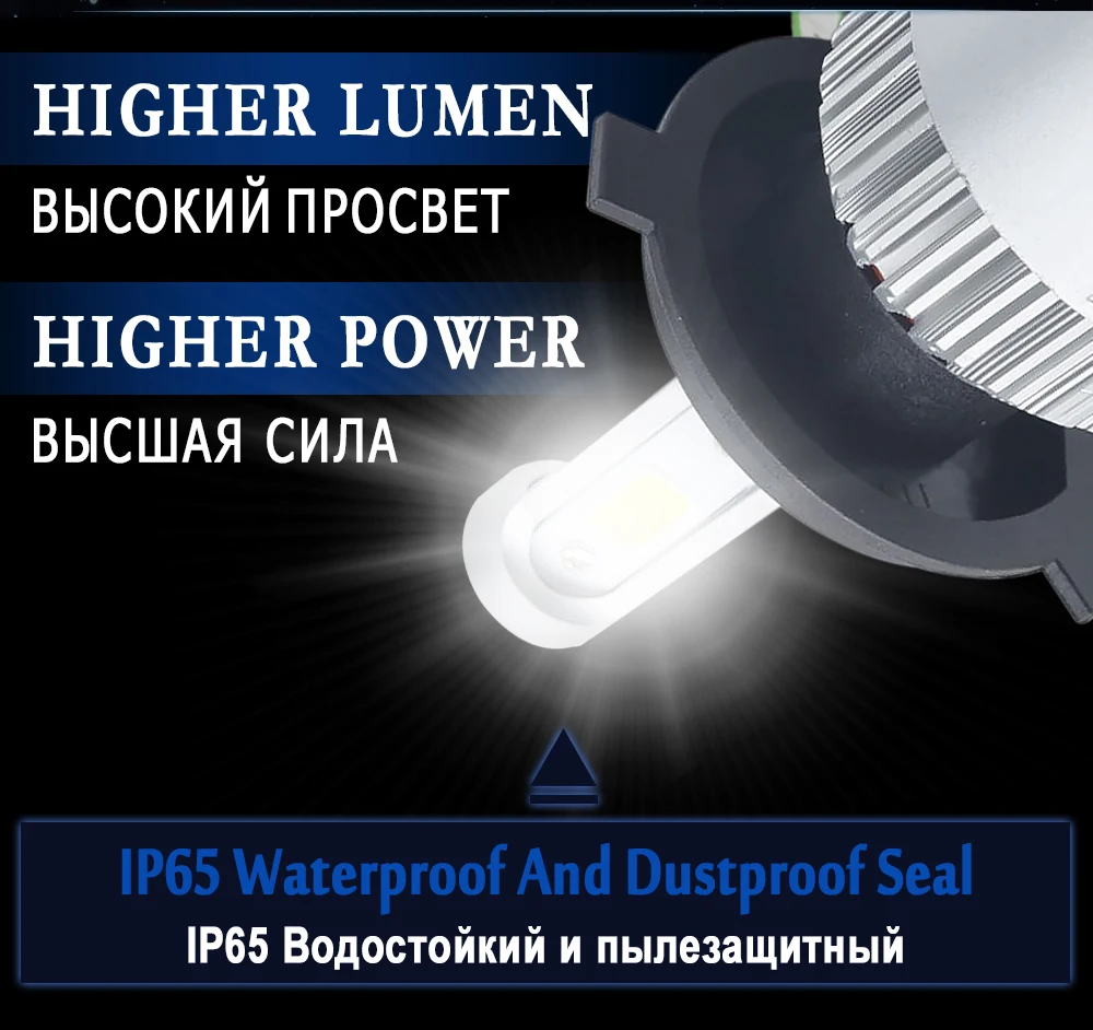 Turbo H1 светодиодный автомобилей головной светильник H4 высокое для ближнего и дальнего света светодиодный лампы на основе технологии COB H3 H7 H8 H9 H11 H13 HB3 HB4 H27 светодиодный туман светильник 6500K 72W фары для 8000LM