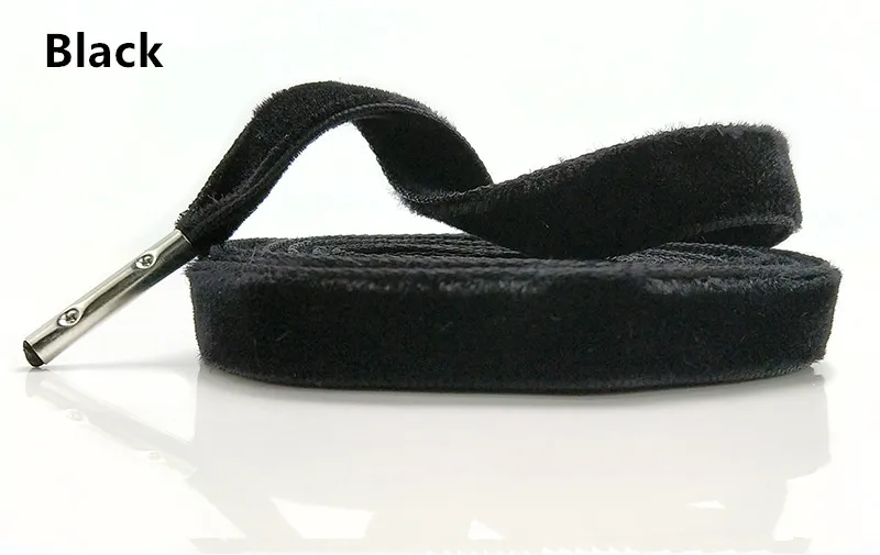 80 см/120 см длина 1 см ширина Двусторонняя Бархатная поверхность шнурки для женщин и мужчин черная цветная кожаная Спортивная повседневная обувь шнурки - Цвет: Black