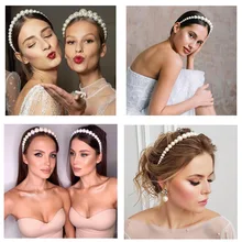 Xinyun, новинка, Большая Жемчужная Повязка на голову, модная резинка для волос вечерние жемчужные аксессуары для волос для девочек, женские Украшения для волос, повязка для волос