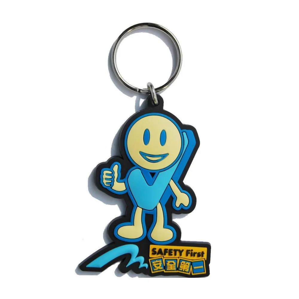 Customized PVC Keychains Rubber Blue Keyring For Advertisement Custom