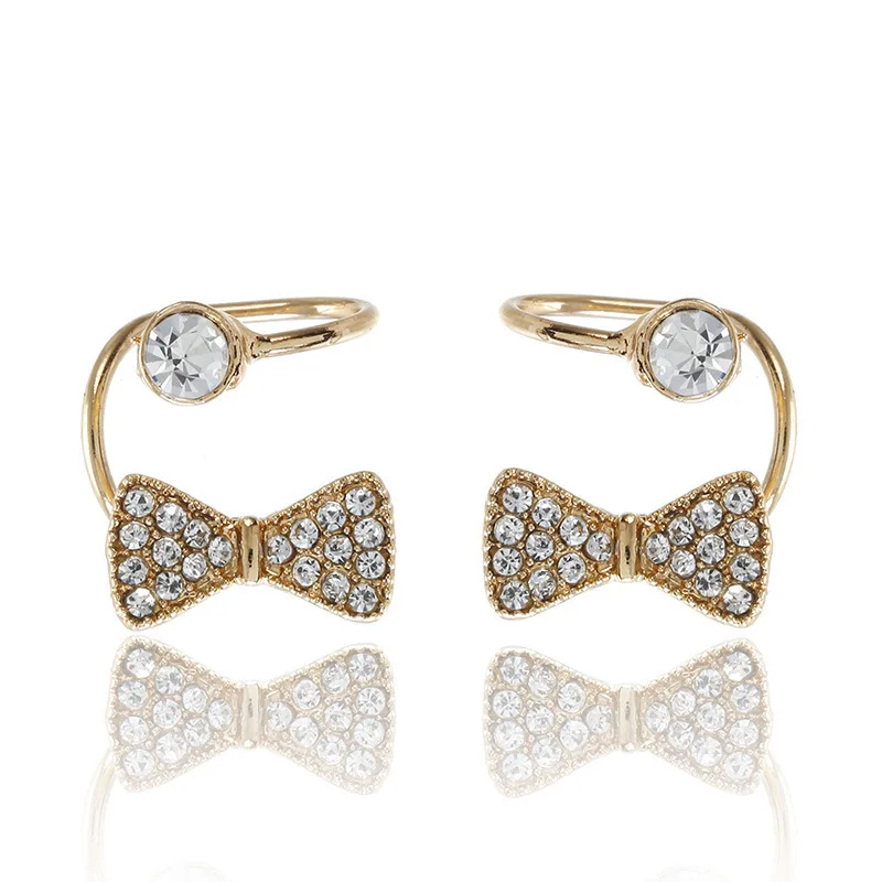 

Orecchini Oorbellen Version Of Temperament Simple Fashion Bow Ear Clip Stereo U-shaped Twisted Electroplated Micro-set Baitao