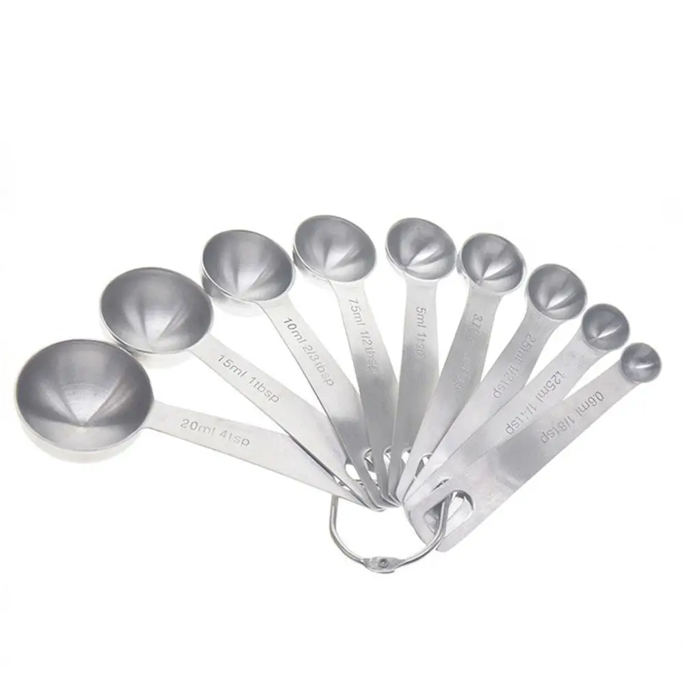 

9PCS/Set Stainless Steel Measuring Spoon Kitchen Baking Scale Tea Coffee Measuring Spoons Kitchen Measuring Tool Home Tableware