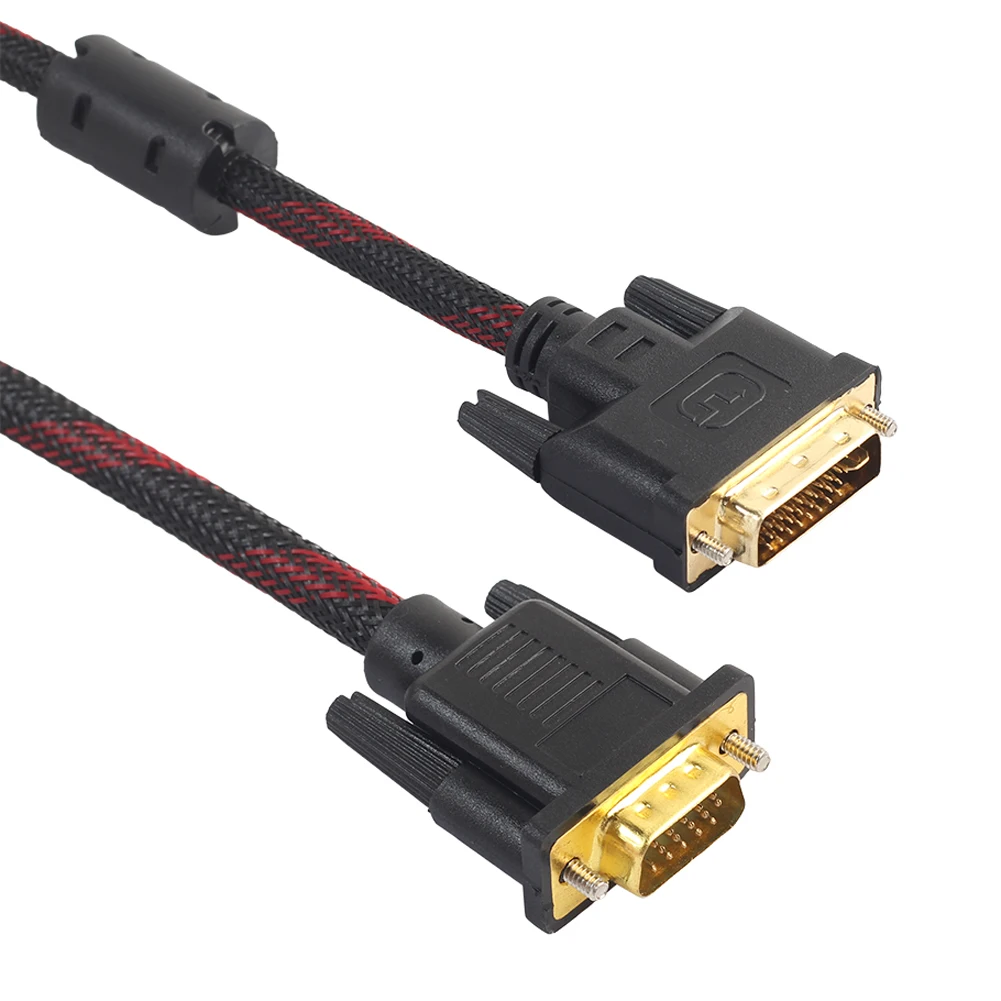 1,4 м DVI мужской VGA Мужской кабель DVI-I 24+ 5 поворот к VGA подключения провода шнур DVI-I к VGA видео линии для HDTV DVD ноутбука