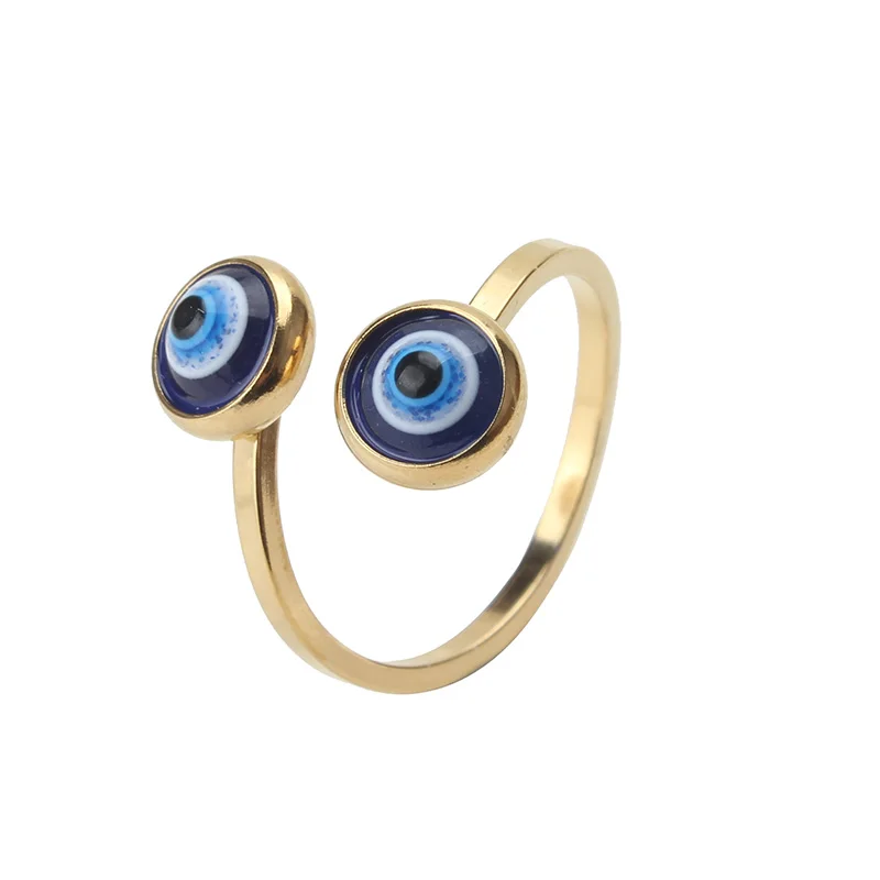 

1pc Evil Eye Ring Women Girls Jewelry Crystal Silver/Gold Color Opening Ring Adjustable Alloy Jewelry Luxury