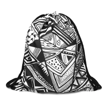 

Lovely 3D Printed Unisex Backpacks bags Drawstring Rucksacks big Capacity Schoolbag for Young men & Women(Black and White Geom