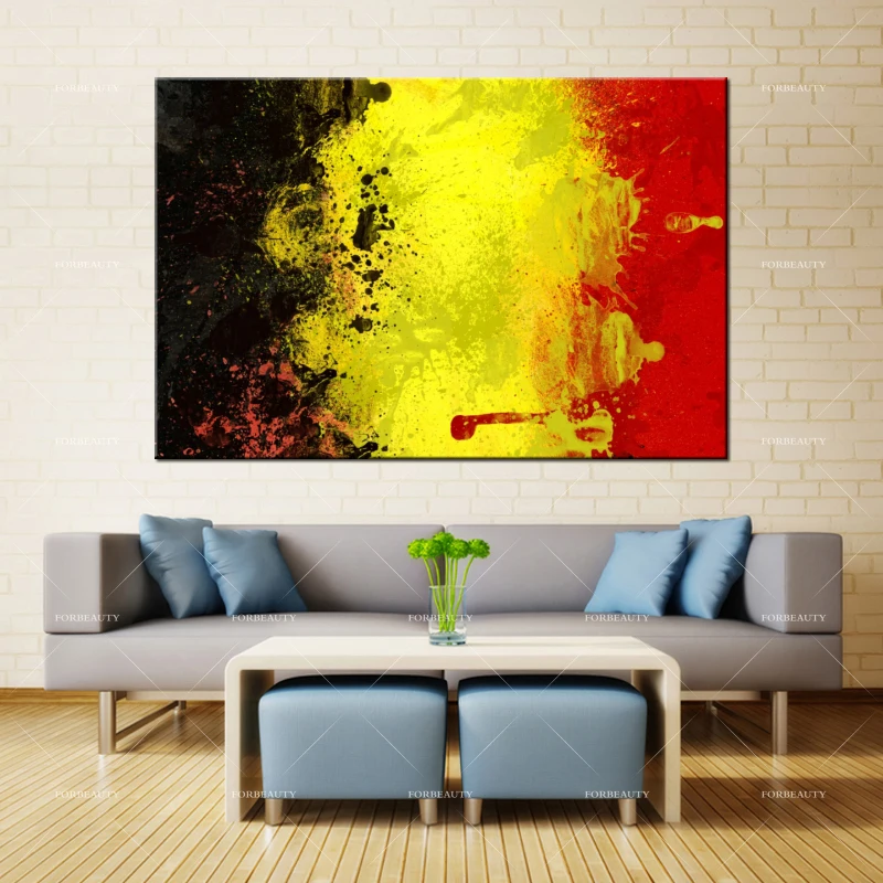 

Forbeauty Canvas Painting Wall Art belgium_flag_background_color_texture_symbolism Spray Printing Waterproof Ink Home Decor