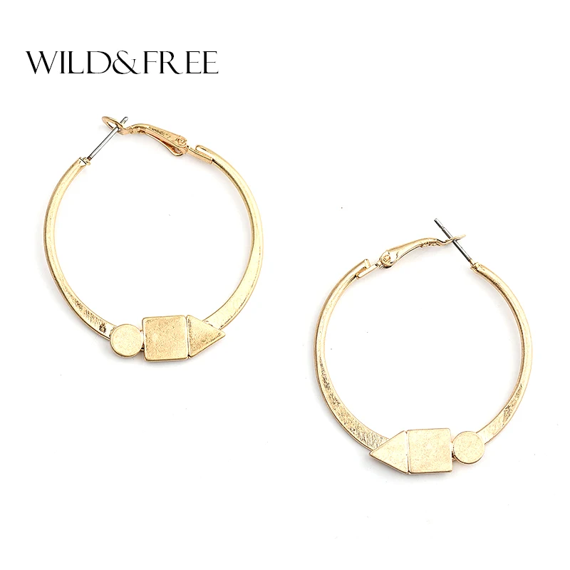 

WILD & FREE Vintage Women Simple Design Zinc Alloy Round Hoop Earrings Antique Gold Silver Hoop Earrings Jewelry for Women Gift
