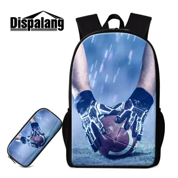 

Dispalang Beauty Satchel and Pen Clutch 2PCS Combination Schoolbag with Pen Box Rugbyl Ball Printed Day Pack and Pencil Case Box