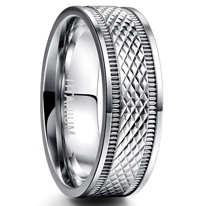 Nuncad, панк, мужское кольцо из нержавеющей стали, обручальные кольца, обручальные кольца, 8 мм, широкие, серебристого цвета, с тиснением, классные кольца, пара влюбленных, подарок