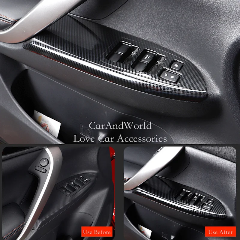 Carbon Fiber Inner Window Switch Panel Trim For Mitsubishi Eclipse Cross 2018