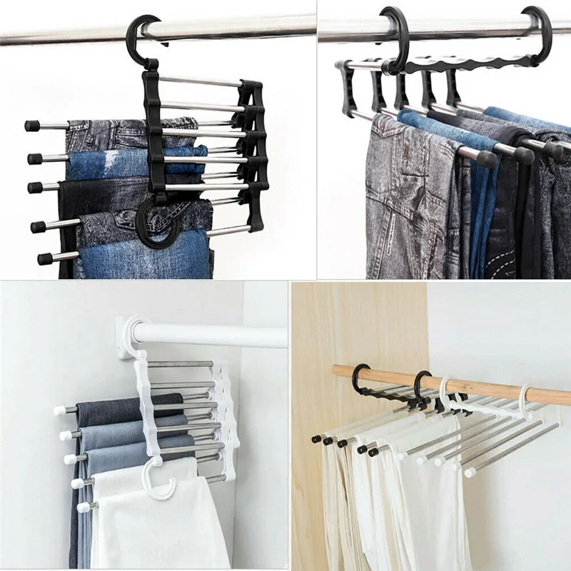 5 в 1 вешалка для брюк, многоуровневая вешалка для одежды из нержавеющей стали, вешалка для хранения полотенец, шкаф, экономия пространства