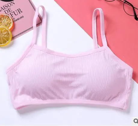 Pink Однотонный спортивный бюстгальтер для маленьких детей, бюстгальтер для девочек, бюстгальтер для маленьких девочек, хлопковое нижнее белье для подростков, спортивные бюстгальтеры для подростков, Детские бюстгальтеры для девочек - Color: Pink