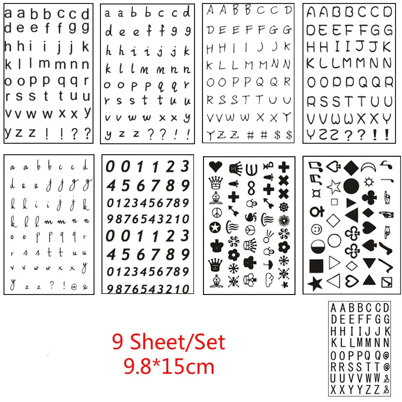 9 шт. водостойкая тату наклейка с буквами алфавита 5x15 см|faux tatouage|henna tatootattoo sticker |