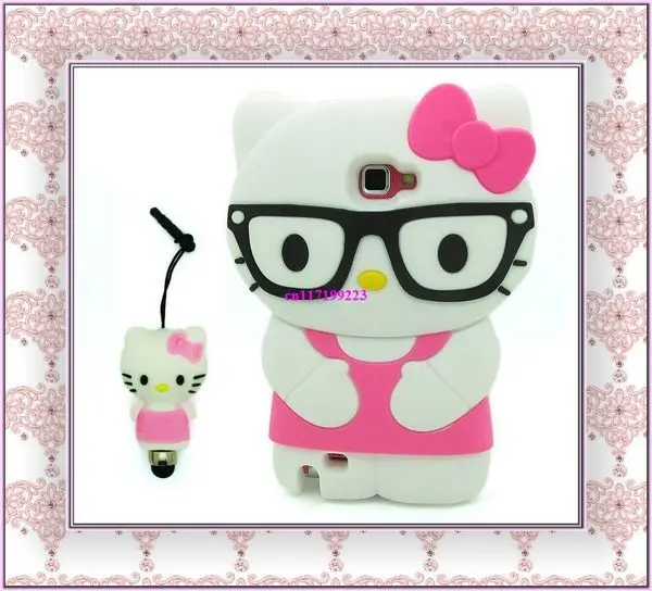New Hot Pink Hello Kitty glasses Soft Silicone Case Cover for Samsung Galaxy Note 2 II