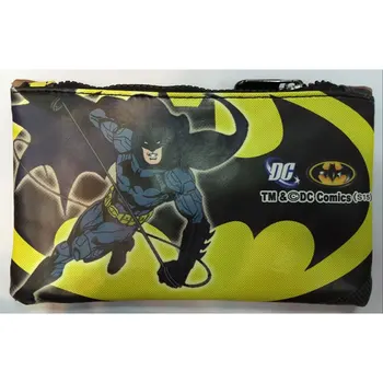 

DC Comics Batman Pen Pencil Bag Leather Stationery Purse Zipper Wallet carteira masculina Anime Hero Bat Men Wallets