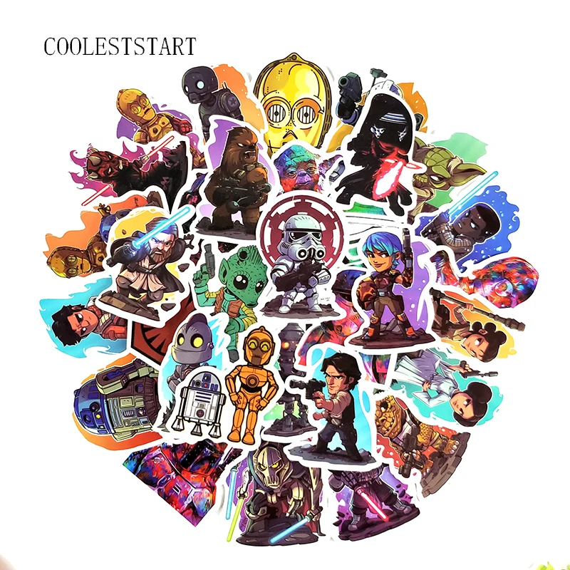 

50Pcs/pack New Super Cool Star Wars Sticker Laptop Sticker Skateboard Sticker Motorcycle Refrigerator Cartoon Graffiti Sticker