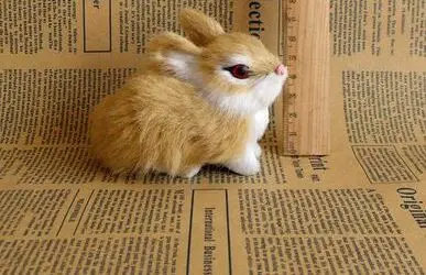 

mini 8x6cm yellow prone rabbit model,polyethylene&furs handicraft Figurines home decoration toy gift a2559
