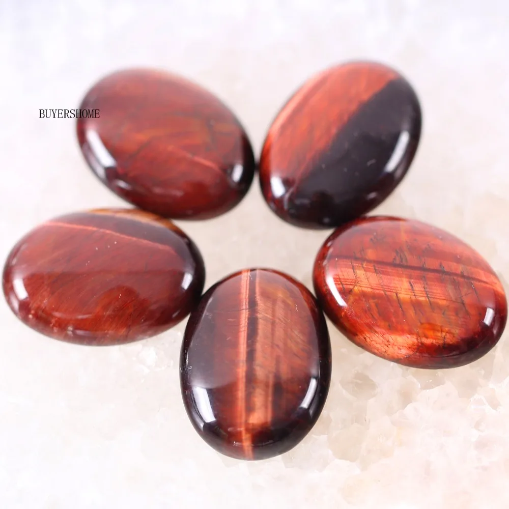 For Jewelry Making Necklace Pendant Bracelet Earrings 22x30MM Oval Natural Stone Bead Red Tiger's Eye CAB Cabochon 2Pcs K527 | Украшения
