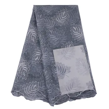 

2018 Embroidery mesh tulle lace fabric 5yards flower pattern beaded African lace fabrics wholesale for wedding party GL43-2