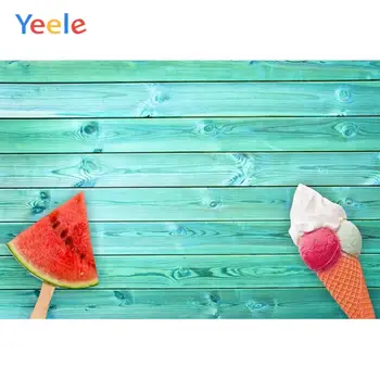 

Yeele Blue Wooden Board Watermelon Ice Cream Summer Photography Backgrounds Customized Photographic Backdrops for Photo Studio