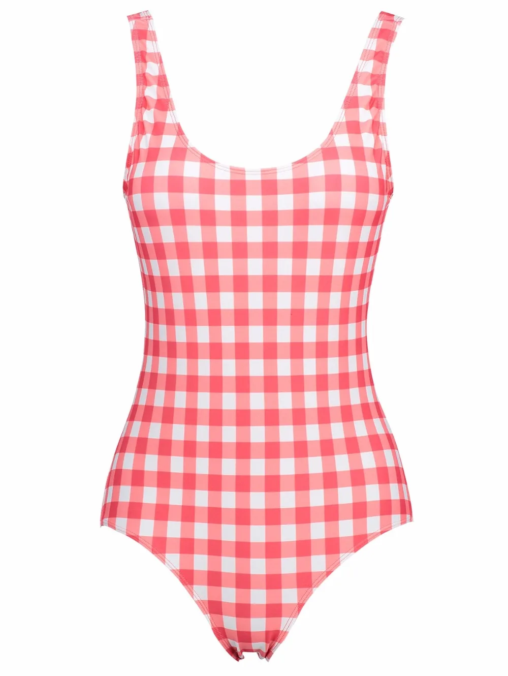 2018 Sexy Pink One Piece Swimsuit Bathing Suit Swim Wear U Neck Scoop