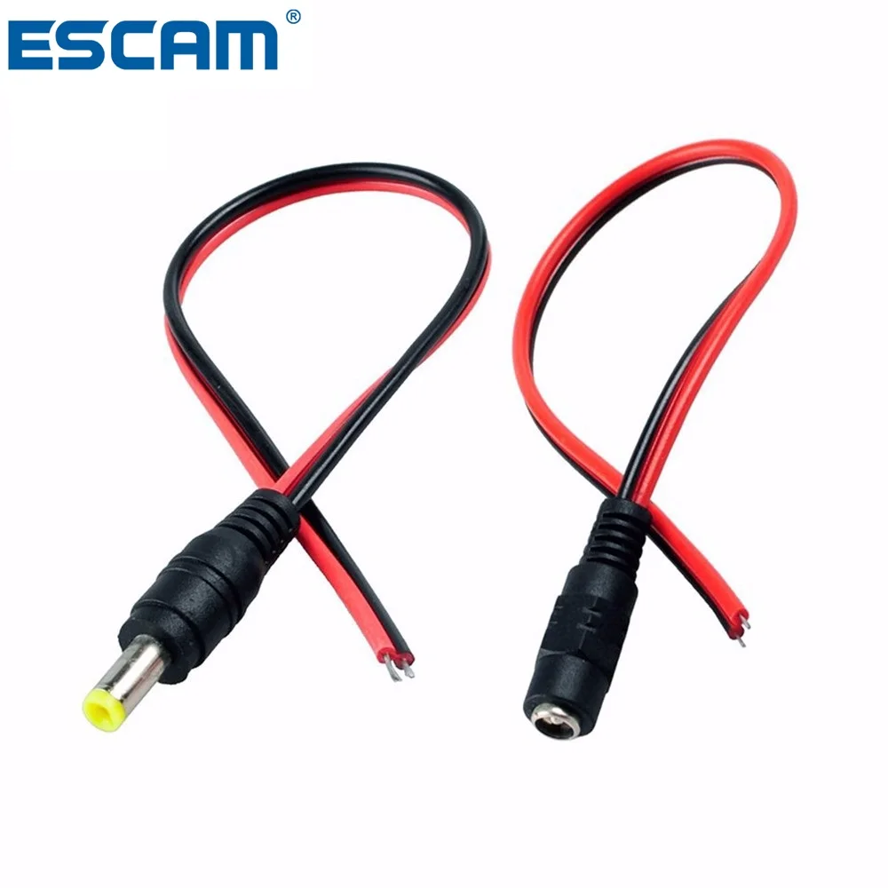 ESCAM 1 шт. 30 см удлинитель соединительный провод 5,5*2,1 мм женский и мужской штекер провода разъем питания для полосы DC камера видеонаблюдения 12 В