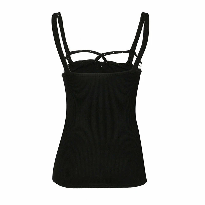 Women Elegant Pearls Beading Shirt Women Strappy Vest Tops 2019 Ladies Summer Casual Tops Blusas Woman Backless Sexy Black Shirt