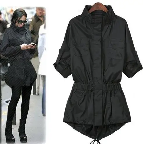 

2018 Autumn Style Ladies Single Breasted Long Trench Slim Black Long Sleeve Pockets Women's Outwear Trench Coat For Women E713