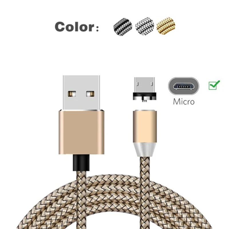 Магнитное зарядное устройство Micro USB кабель для samsung Xiaomi 6A Redmi 7 6 Asus Max Pro ZB631KL ZB633KL Android phone QC 3,0 быстрый адаптер - Тип штекера: Only Gold 1M Cable